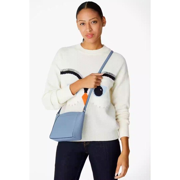 New Kate Spade Monica Pebbled Leather Crossbody Polished Blue - Picture 2 of 5